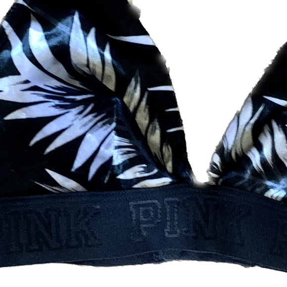 PINK Victoria’s Secret Unlined Bralette Floral Bra Women’s Small S Black White - Picture 5 of 8
